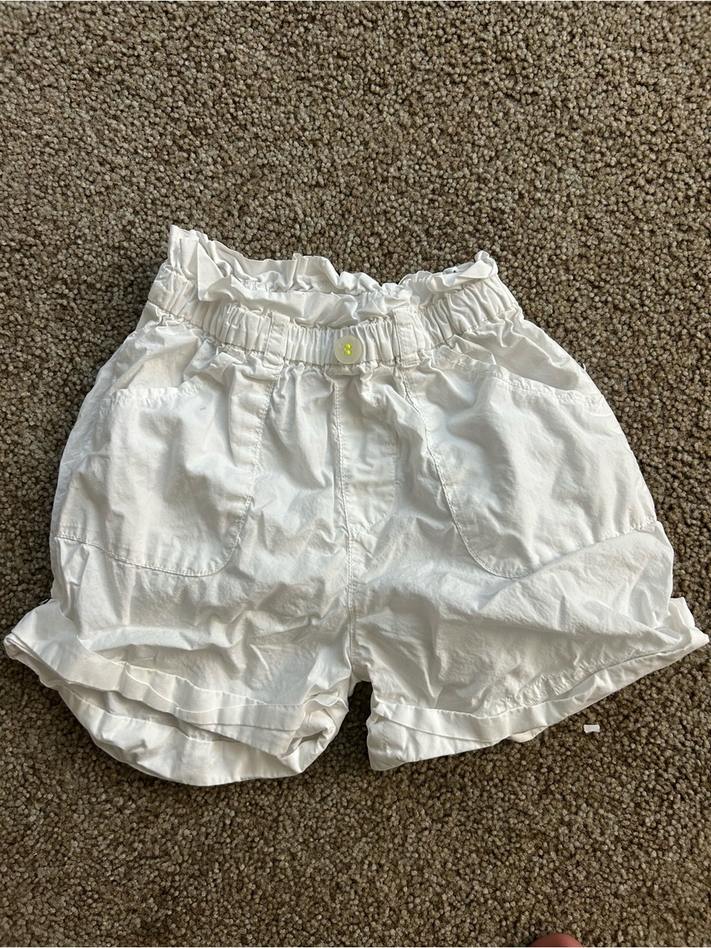 White High-Waist Paperbag Shorts